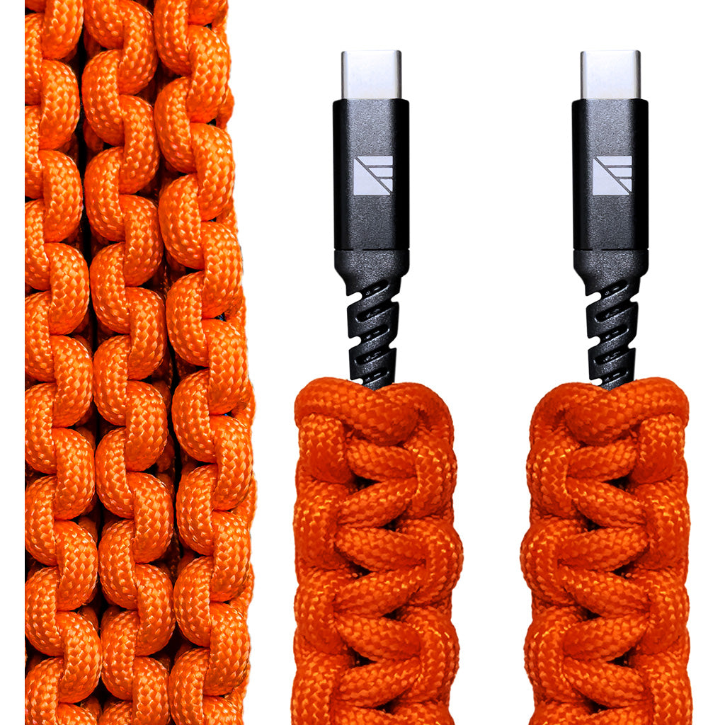 Dark Energy USB C to C Paracord Cable - Orange