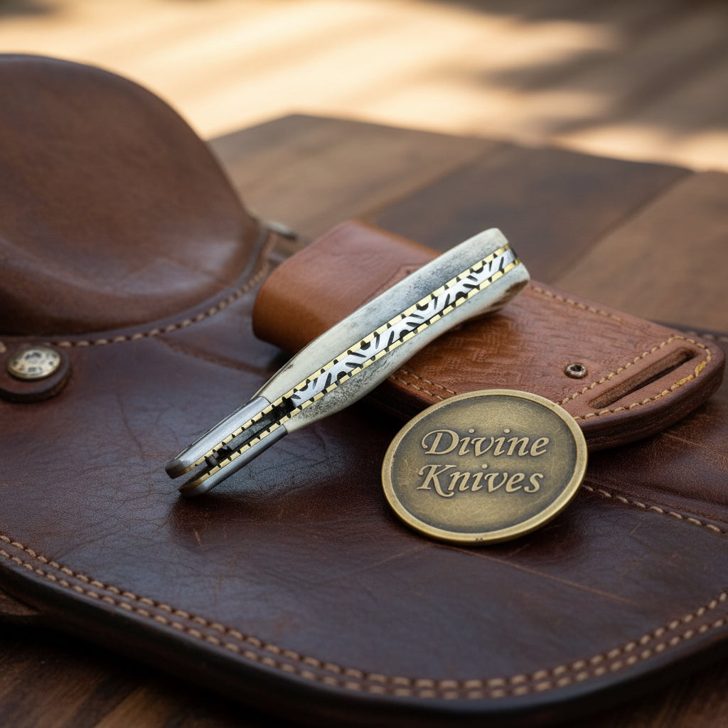 Stag Horn Liner Lock Pocket Knife with Natural Handle