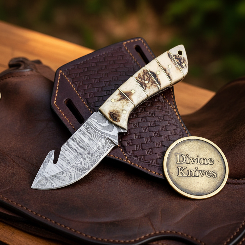 Stag Handle Gut Hook Skinner Knife for Hunters and Outdoor Users