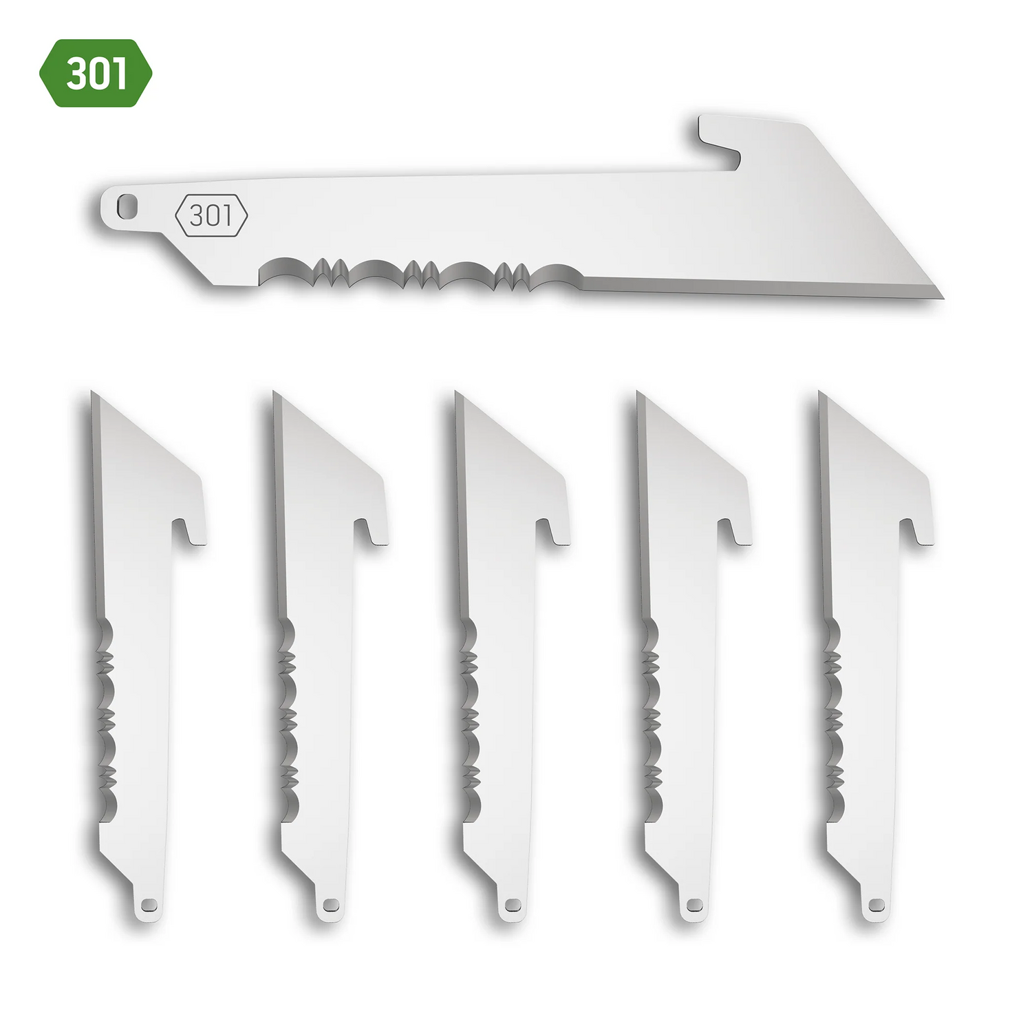 3 UTILITY W/ SERRATIONS BLADE PACK (Black, 6 Blades)