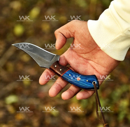 Blue &amp; Rosewood Handle Cowboy Belt Knife for Ranch Work and Collecting