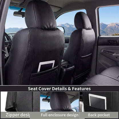 Umbrauto Car Seat Covers for Toyota Tacoma 2005-2015 Double &amp; Crew Cab,Nappa Leather, 3D Laser-Scan Custom Fit, Waterproof, Easy-Clean, Full Coverage, Airbag Compatible, Pet &amp; Scratch Protection
