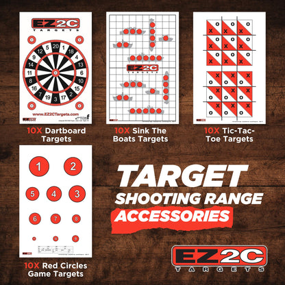 EZ2C Four Fun Game Styles: Paper Targets Shooting Range 11"x17" USA MADE