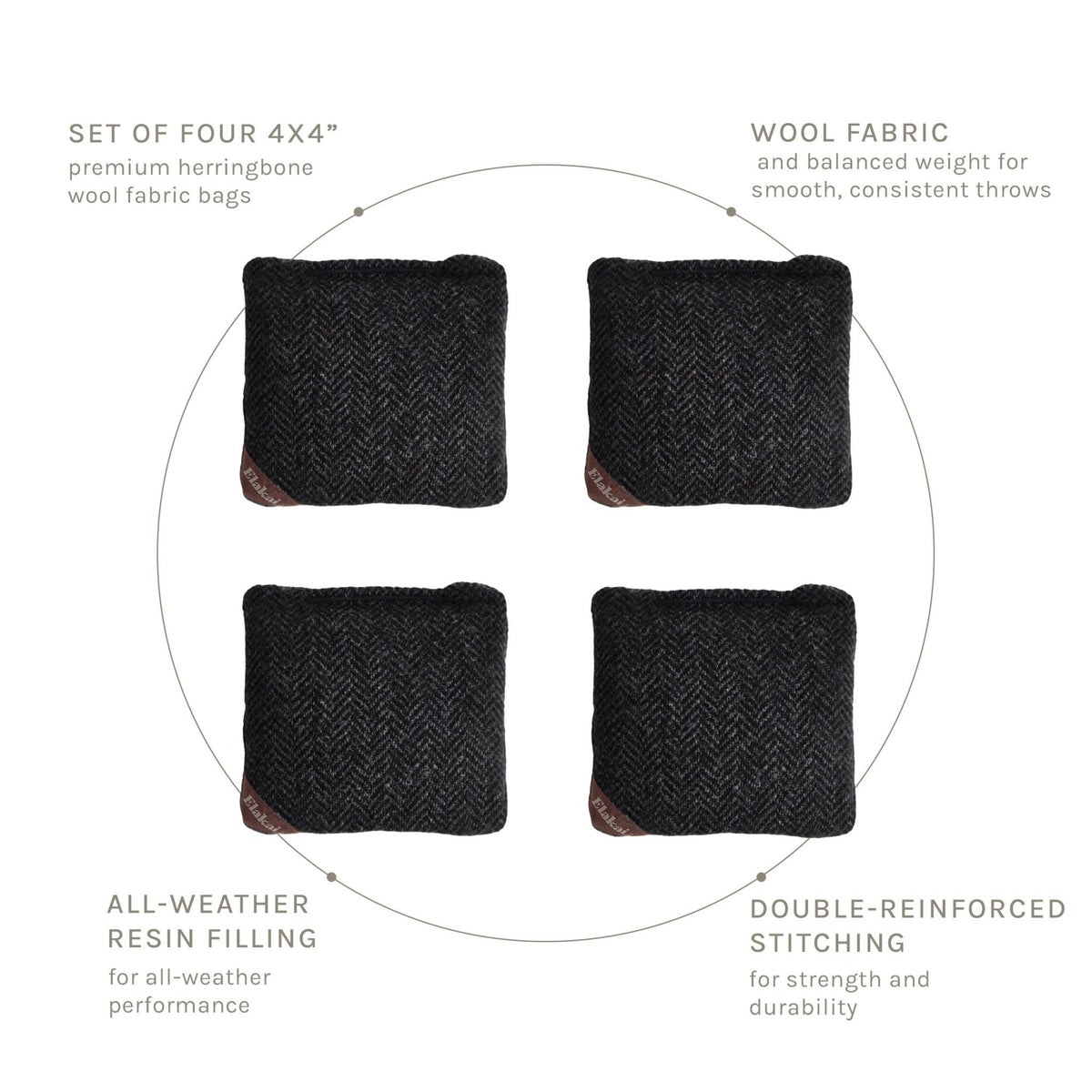 4-in Travel Herringbone Cornhole Bags | Premium All-Weather Collection