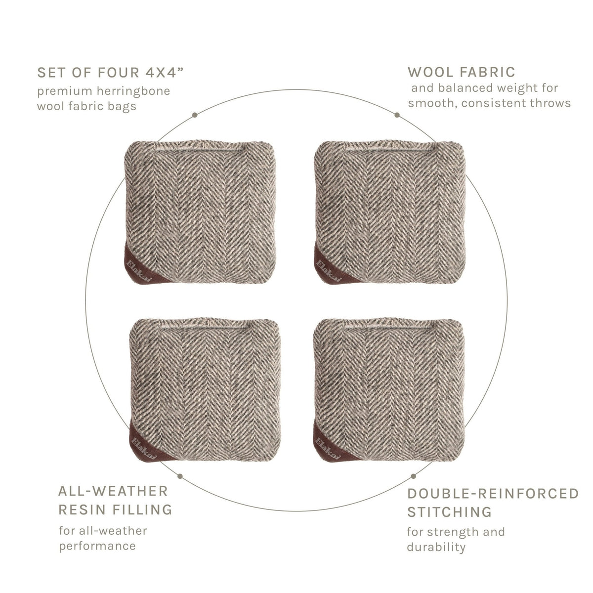 4-in Travel Herringbone Cornhole Bags | Premium All-Weather Collection