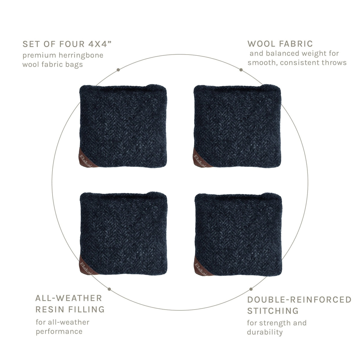 4-in Travel Herringbone Cornhole Bags | Premium All-Weather Collection