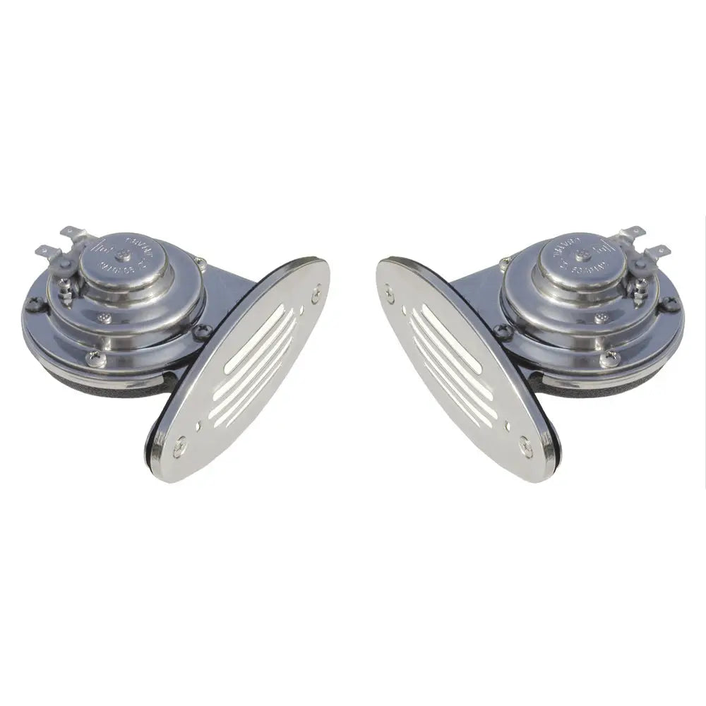 Schmitt Marine Mini Stainless Steel Dual Drop-In Horn w/Stainless Steel Grills High  Low Pitch [10055]