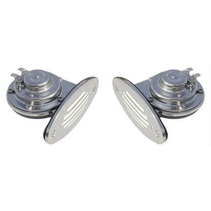 Schmitt Marine Mini Stainless Steel Dual Drop-In Horn w/Stainless Steel Grills High  Low Pitch [10055]