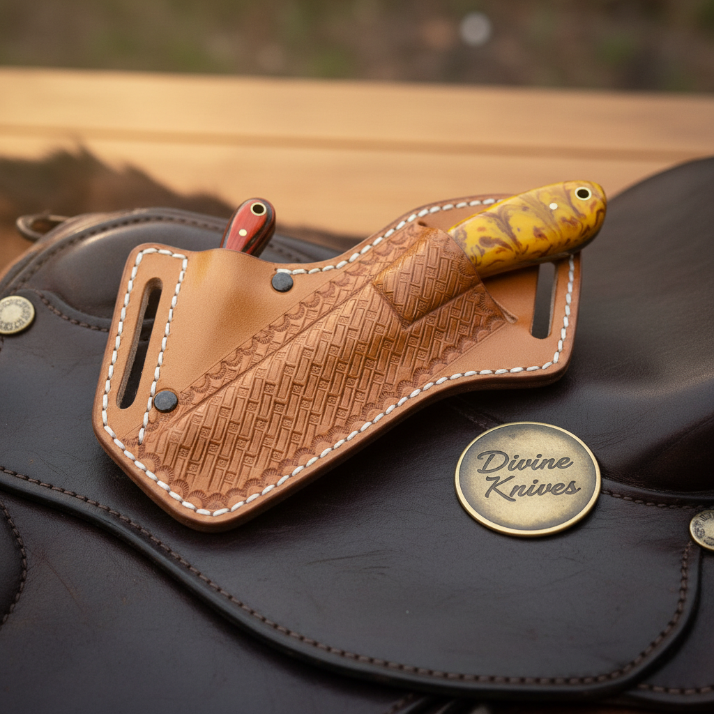 Yellow Resin Bull Cutter Knife Set for Ranch Chores and Gifting