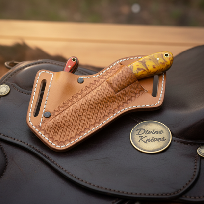 Yellow Resin Bull Cutter Knife Set for Ranch Chores and Gifting