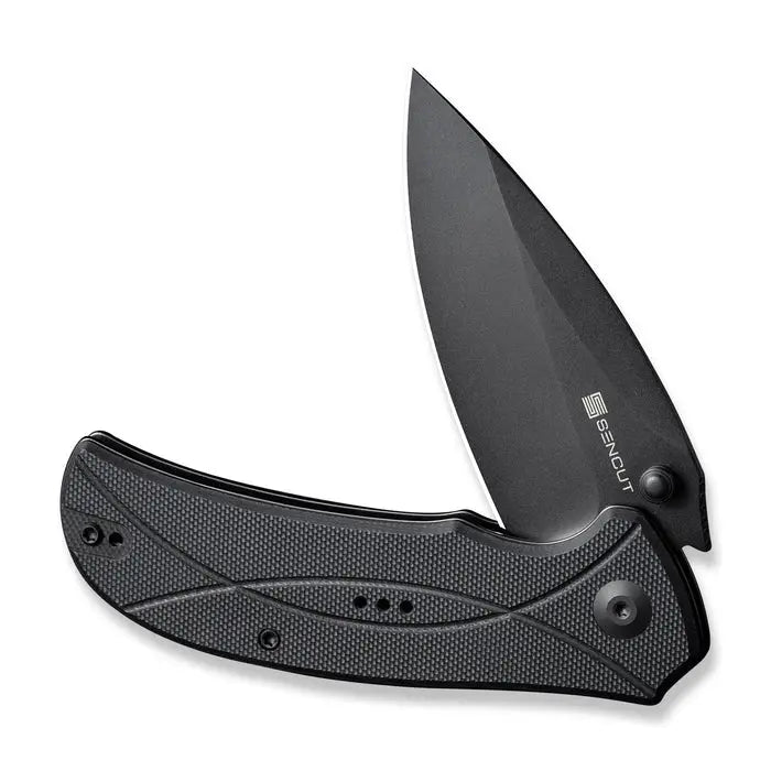 Hyrax Flipper/Thumb Stud Folding Knife 3.30 Black 9Cr18MoV Leaf Shaped Plain Edge Blade, Black G10 Handle
