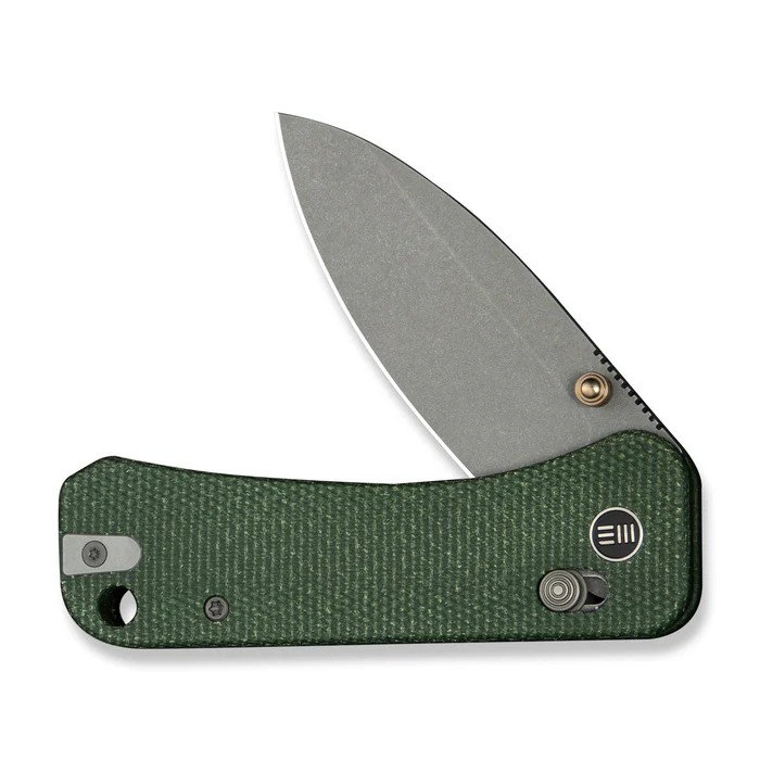 WEKNIFE Banter 2 Thumb Stud &amp; Crossbar Lock Knife Green Canvas Micarta Handle