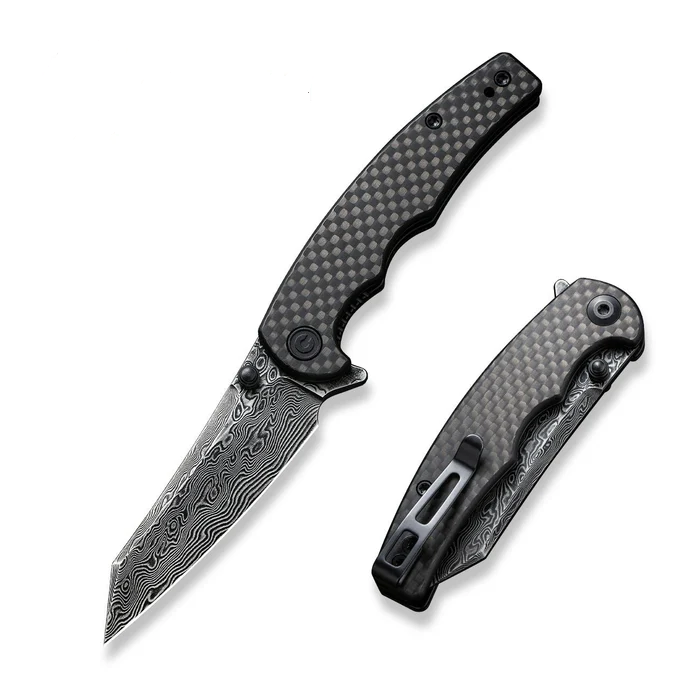 CIVIVI P87 Folder Flipper Knife Carbon Fiber &amp; G10 Handle (2.90 Damascus Blade) C21043-DS1