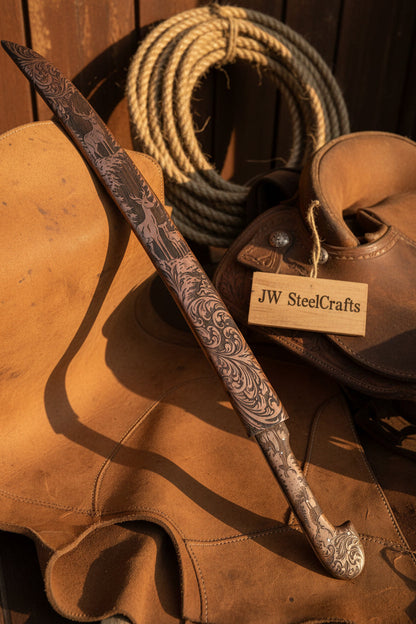 Handmade Shashka Sword 24” – Caucasian Saber Style Curved Blade with Engraved Scabbard