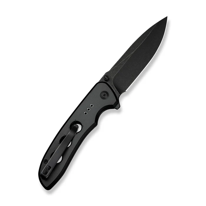 CIVIVI Hyperpulse Flipper &amp; Thumb Stud &amp; Button Lock Knife Black Aluminum Handle (3.5 Black Stonewashed 14C28N Blade) C23087A-1