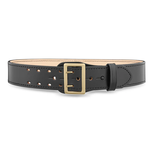 2-1/4 Plain Leather Sam Browne 2-Row Stitch Duty Belt with Gold Buckle