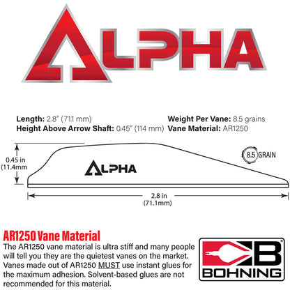 Bohning Alpha Vanes Neon Red 100 pk.