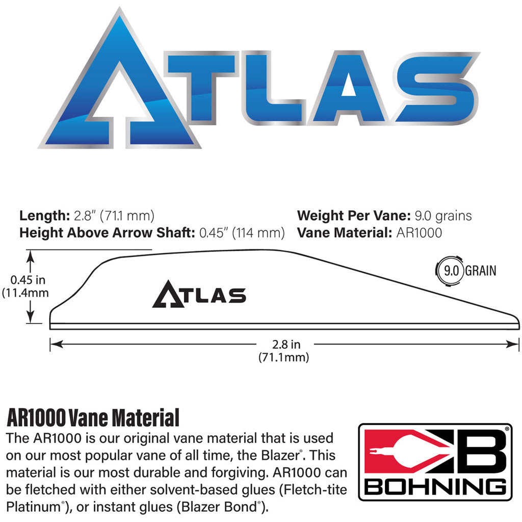 Bohning Atlas Vanes Neon Red 100 pk.