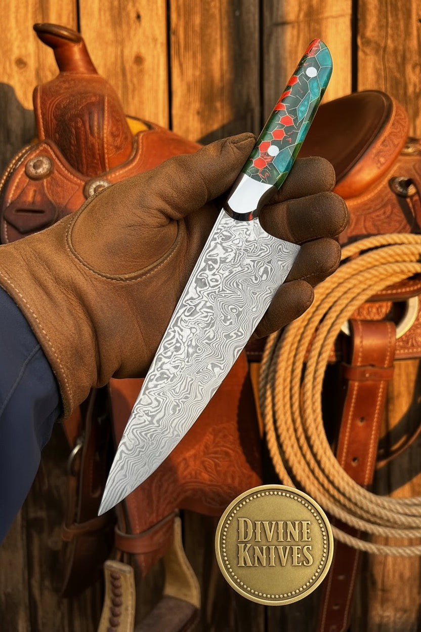 Turquoise Gyuto Chef Knife with Wa-Handle