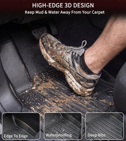 Umbrauto Floor Mats for Toyota Tacoma 2016-2023 Double Cab (Only for Automatic), All Weather TPE Truck Floor Liners Custom Fit Tacoma SR/SR5/TRD/Limited/Trail, Front &amp; Rear 2 Row Waterproof Car Rug