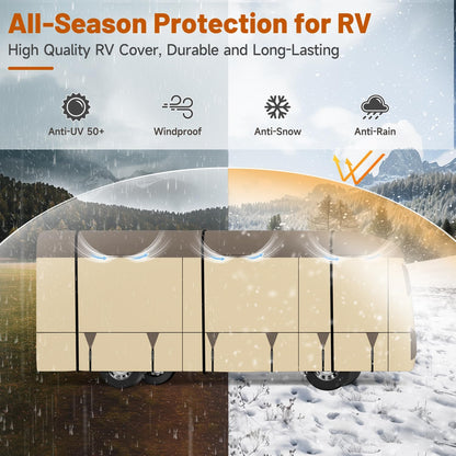Umbrauto Class A RV Cover Upgraded Heavy Duty 7 Layers Top Windproof Breathable Class A Motorhome Camper Cover,Khaki