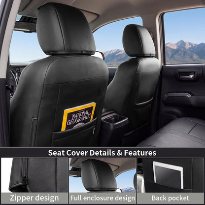 Umbrauto Seat Covers for Toyota Tacoma 2016-2023 Double &amp; Crew Cab,Nappa Leather, 3D Laser-Scan Custom Fit, Waterproof, Easy-Clean, Full Coverage, Airbag Compatible, Pet &amp; Scratch Protection