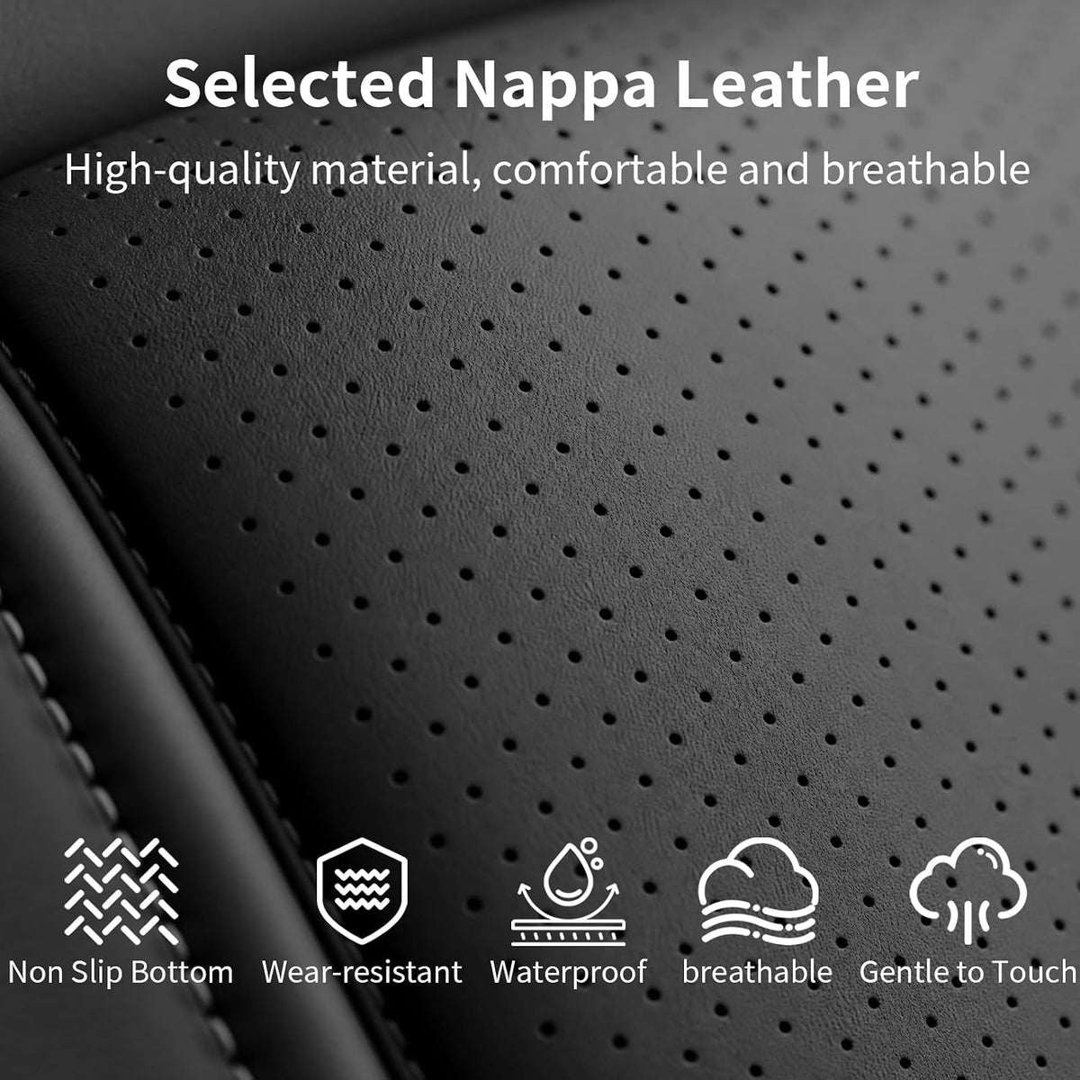 Umbrauto Car Seat Covers for Toyota Tacoma 2005-2015 Double &amp; Crew Cab,Nappa Leather, 3D Laser-Scan Custom Fit, Waterproof, Easy-Clean, Full Coverage, Airbag Compatible, Pet &amp; Scratch Protection