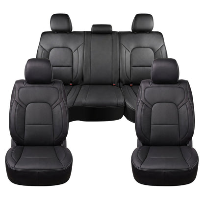 Umbrauto Car Seat Covers for Dodge RAM, Premium Nappa Waterproof Leather Seat Cushion Fits 2009-2026 RAM 1500/2500/3500 Crew Quad Mega Cab with Curved Bench,Full Set, Black