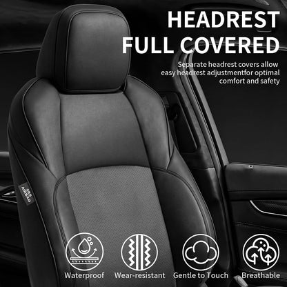 Truck Seat Covers for Toyota Tacoma 2024-2026 Double Cab, Nappa Leather, 3D Laser-Scan Custom Fit, Waterproof, Easy-Clean, Full Coverage, Airbag Compatible, Pet &amp; Scratch Protection