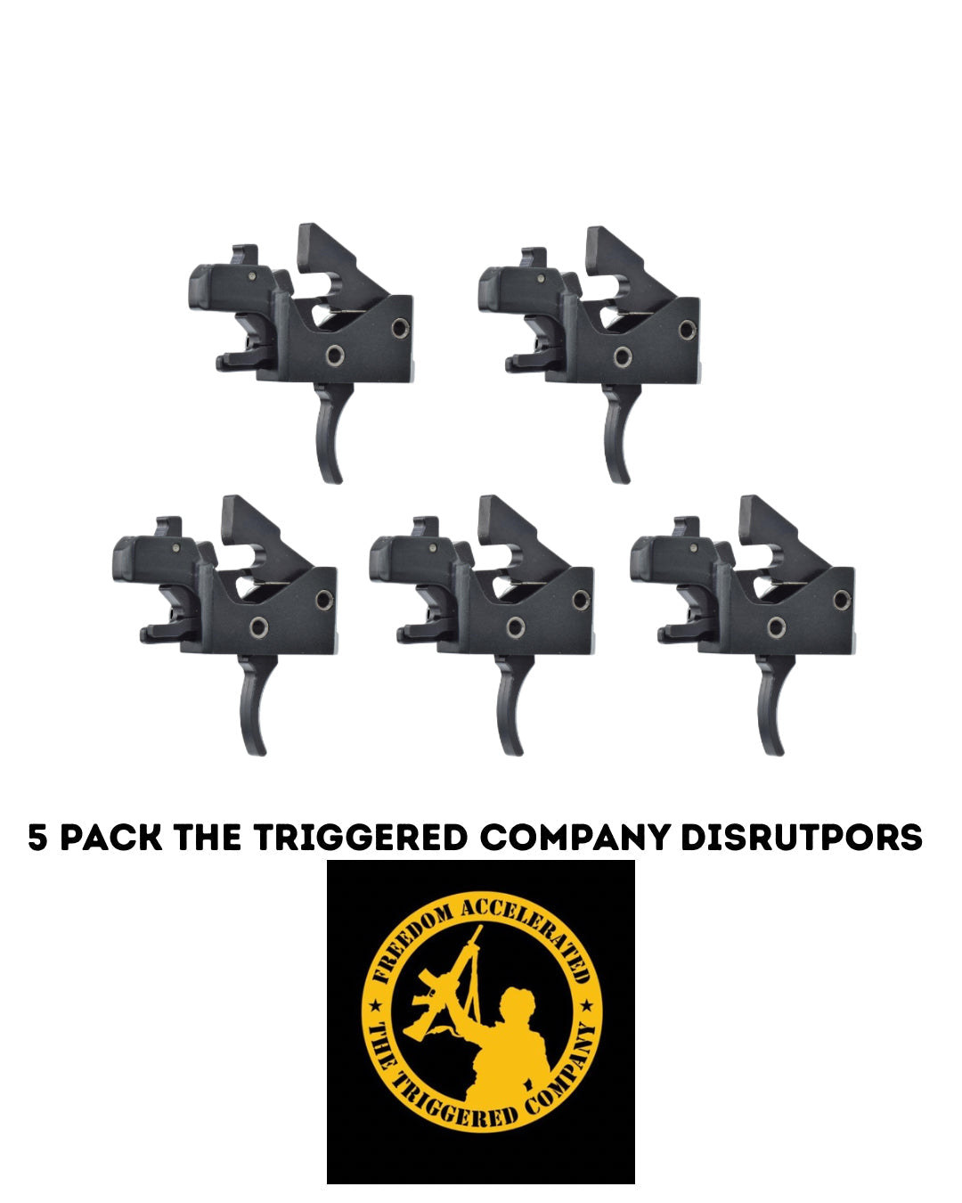 Partisan Disruptor FRT 5-Pack (Black) — AR-15 Drop-In Forced Reset Trigger (USA Made)