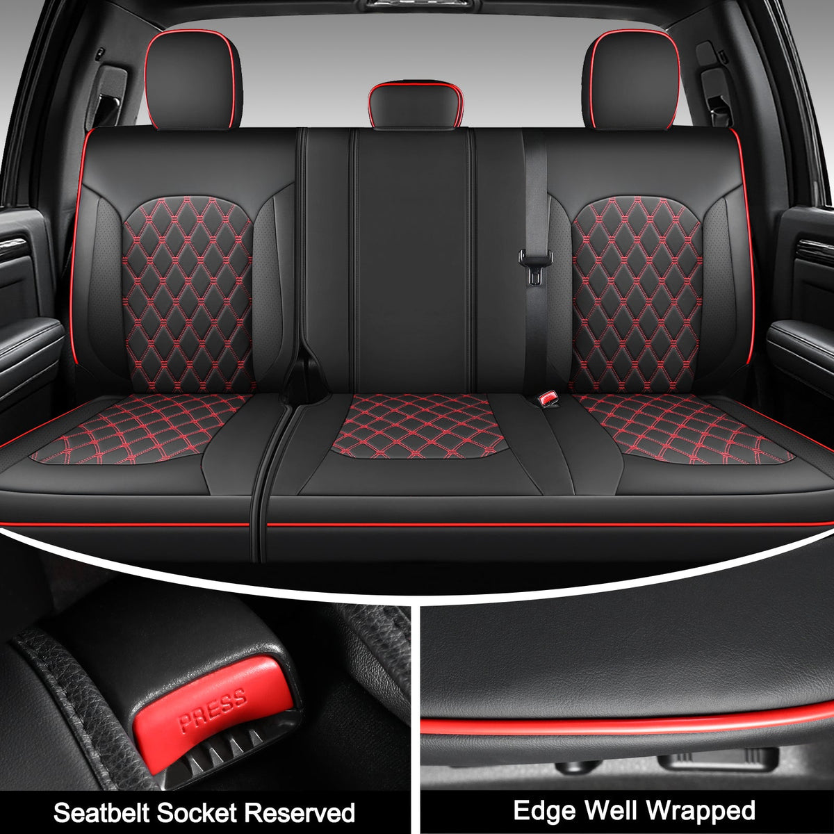 Umbrauto Leather Seat Covers for Silverado/Sierra, Waterproof Custom Full Set Seatcovers for Chevy Silverado/GMC Sierra 2007-2013 &amp; 2019-2026 1500, 2020-2026 2500HD 3500HD Crew/Double/Extended Cab