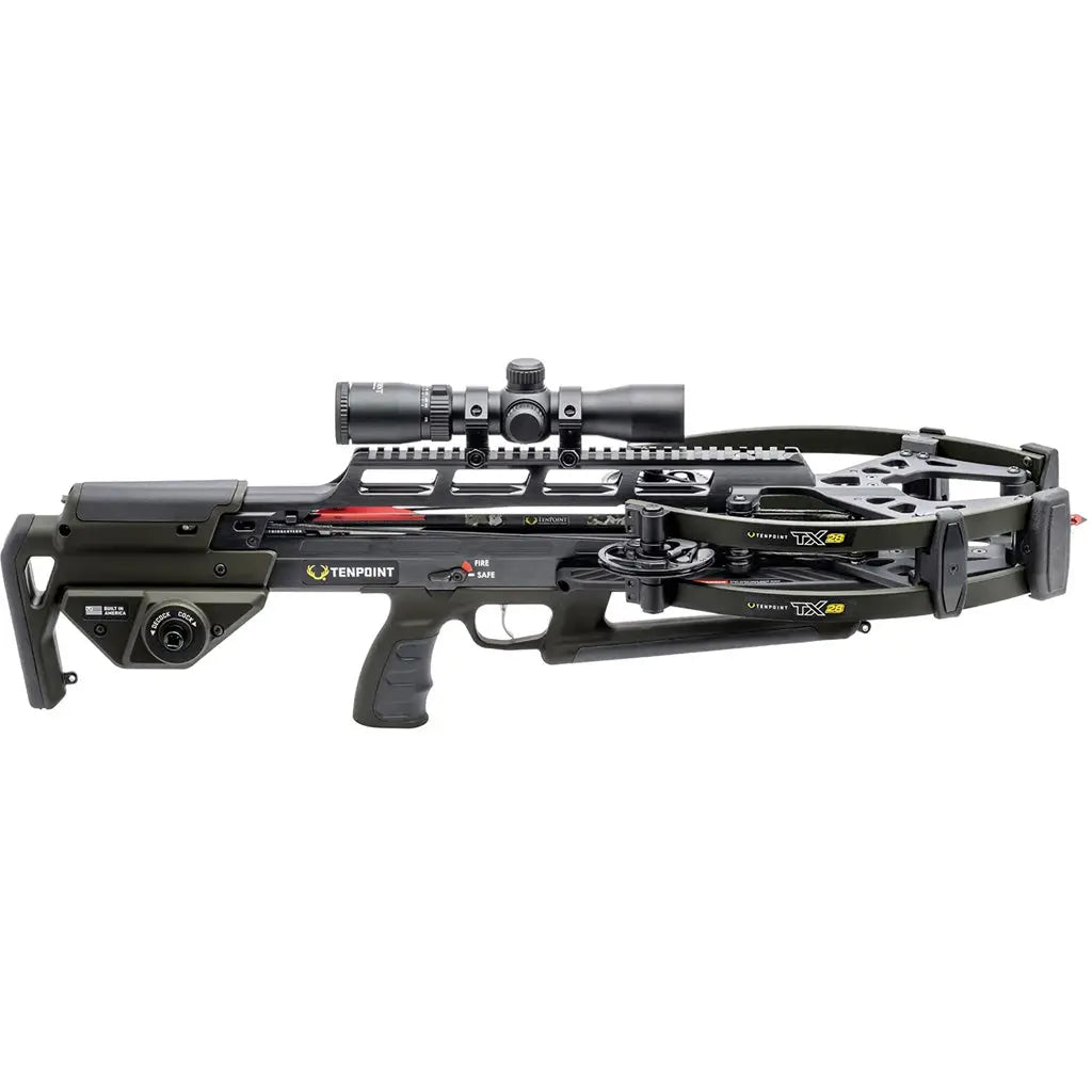 TenPoint TX 28 Crossbow Package with ACUslide and MAXX Rangemaster 100 Scope - Moss Green