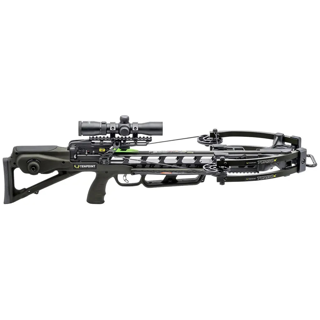 TenPoint Turbo X Crossbow Package with ACUslide and Rangemaster 100 Scope - Moss Green