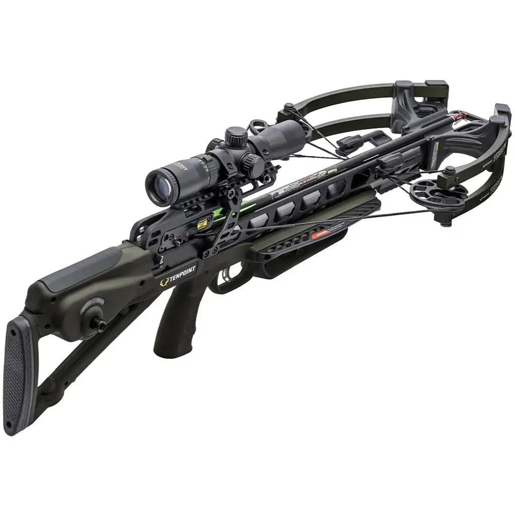 TenPoint Turbo X Crossbow Package with ACUslide and Rangemaster 100 Scope - Moss Green