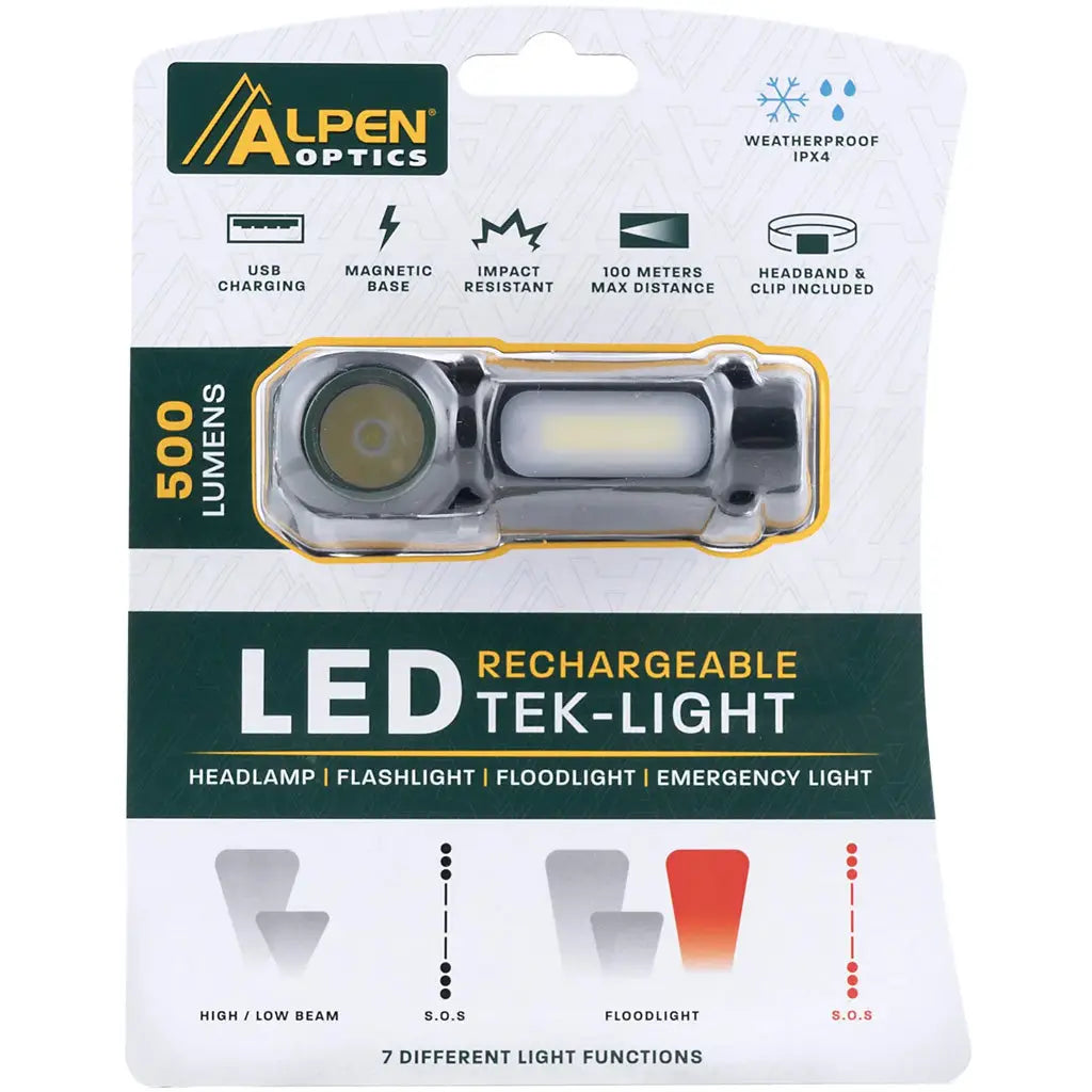 Alpen Optics Tek-Light HeadLamp 500 Lumen Rechargeable - Model 1212962