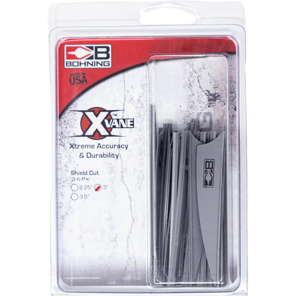 Bohning X Vanes Shield Cut 3 in. Silver - 36 Pack