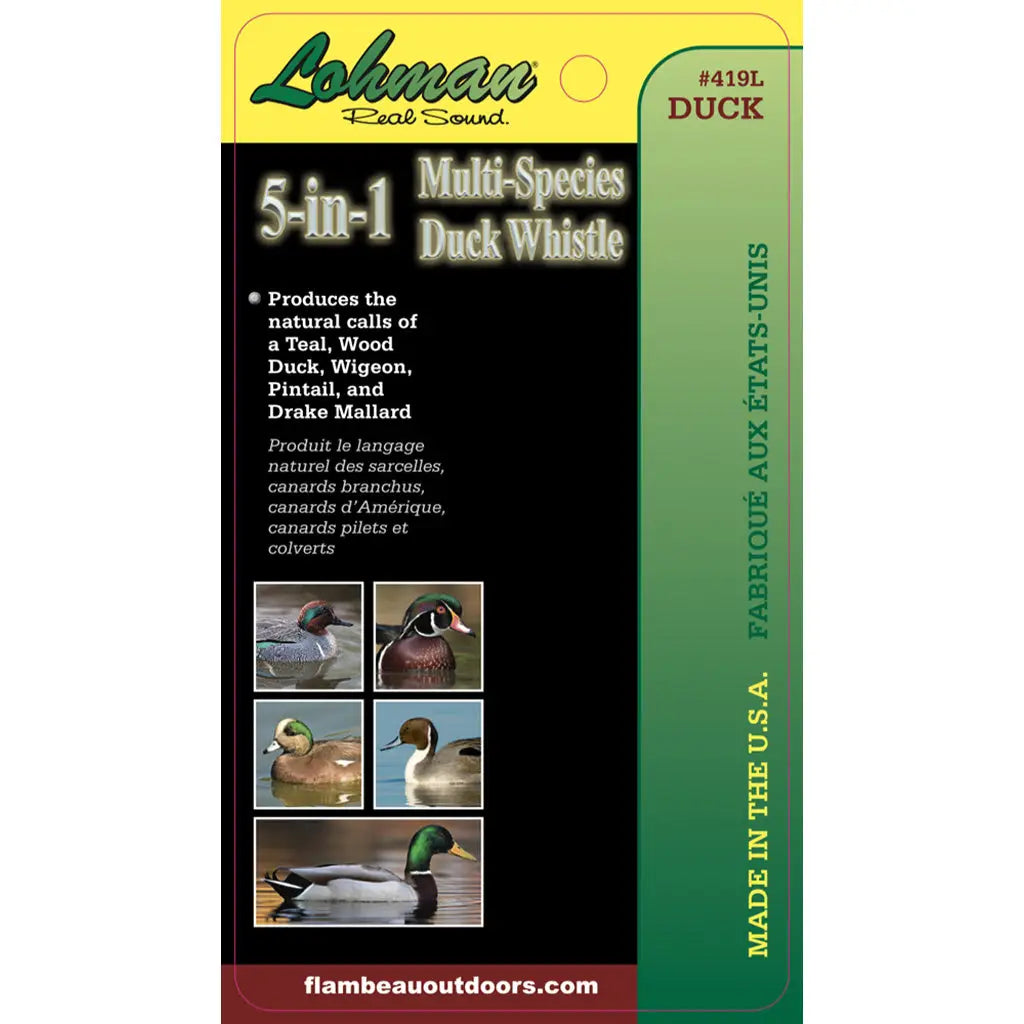 Flambeau 5-In-1 Multi-Species Duck Whistle - Authentic Lohman Real Sound Technology