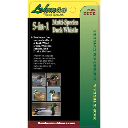 Flambeau 5-In-1 Multi-Species Duck Whistle - Authentic Lohman Real Sound Technology