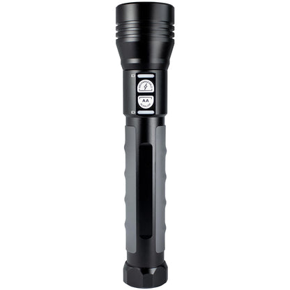 Police Security Twin Power 2000 Lumen Flashlight with Rechargeable Battery and Adjustable Focus