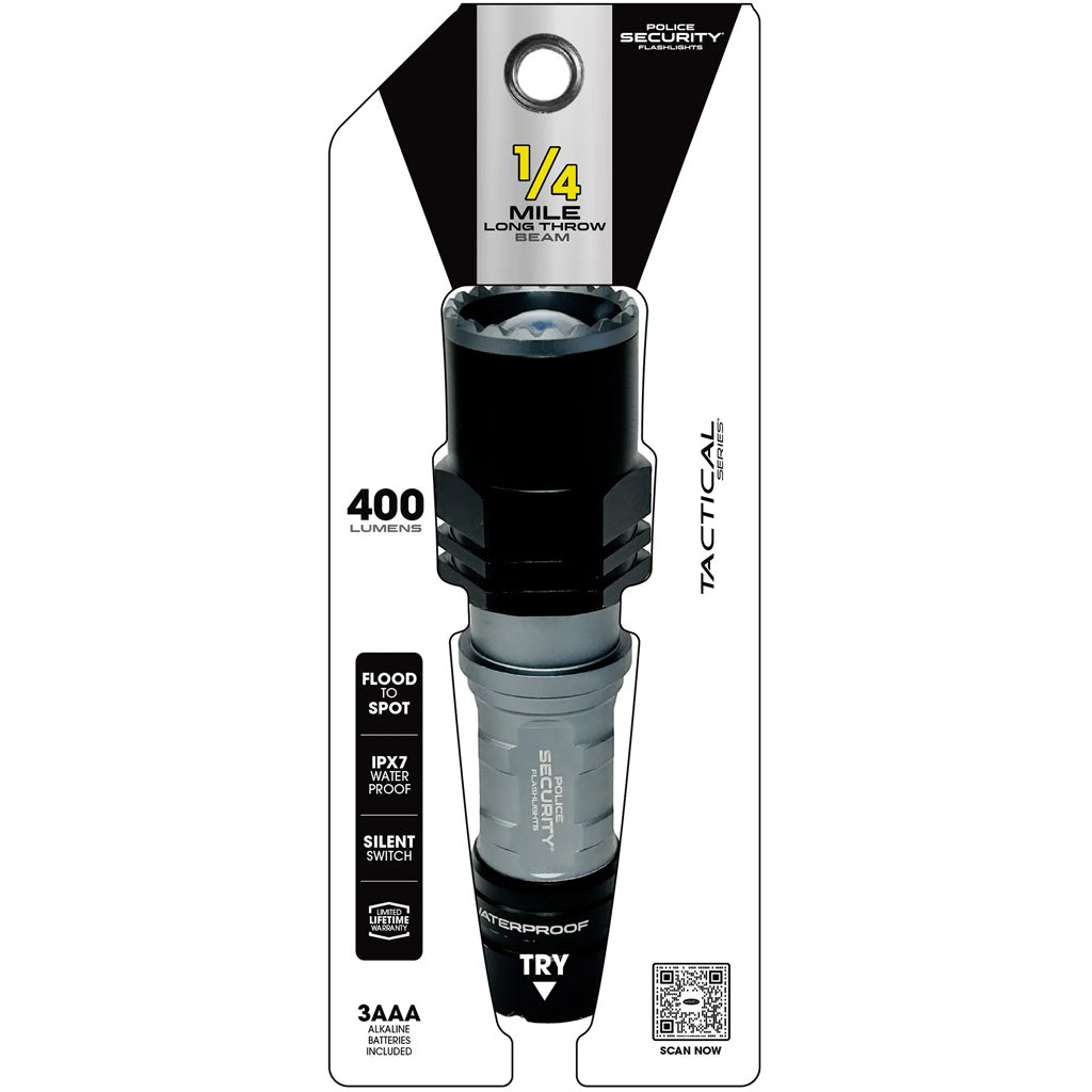 Police Security Long Throw Flashlight 400 Lumens with 1/4 Mile Beam Distance