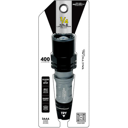 Police Security Long Throw Flashlight 400 Lumens with 1/4 Mile Beam Distance