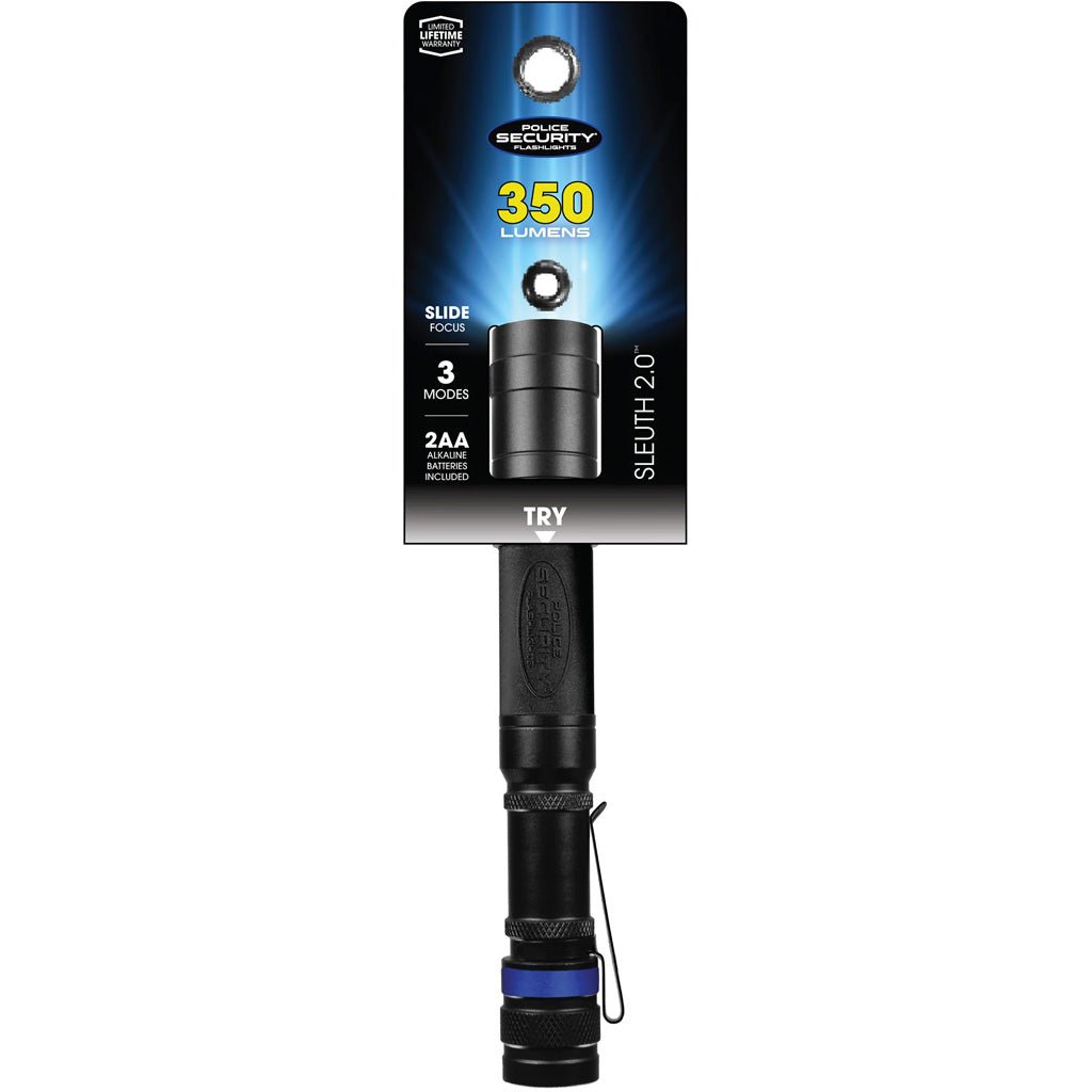 Police Security Sleuth 2.0 Flashlight - Compact 350-Lumen LED Torch with Adjustable Focus