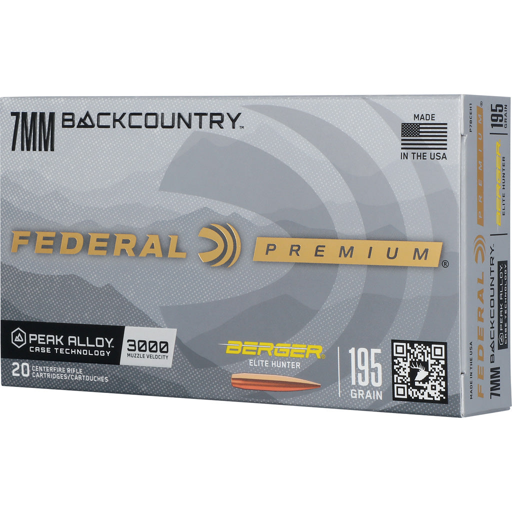 Federal Premium 7mm Backcountry Rifle Ammo with Berger Elite 195 gr. Bullet, 20 Rounds