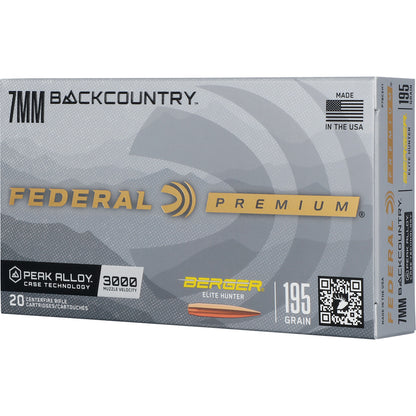 Federal Premium 7mm Backcountry Rifle Ammo with Berger Elite 195 gr. Bullet, 20 Rounds