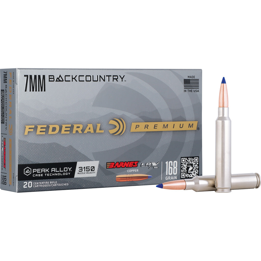 Federal Premium 7mm Backcountry Rifle Ammo - 168 Grain Barnes LRX - 20 Rounds