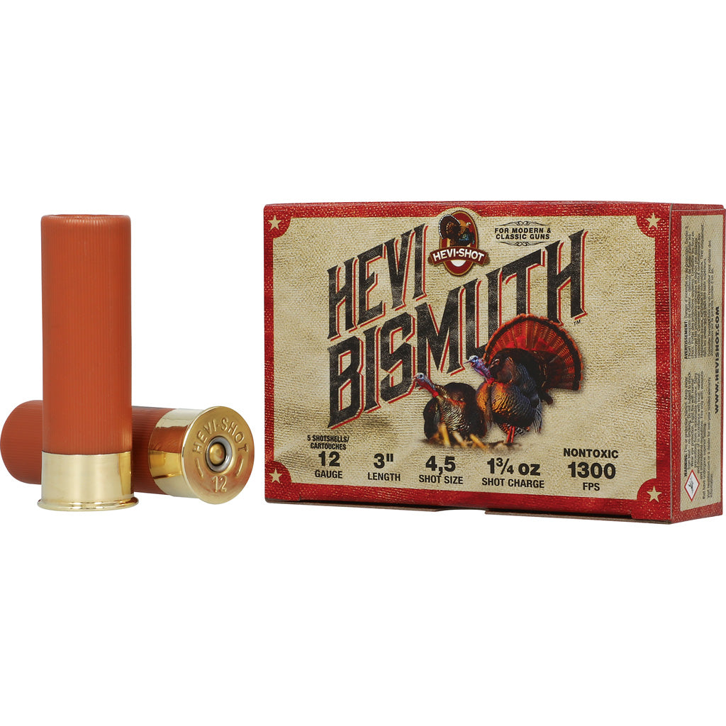 Hevi-Shot Hevi Bismuth 12 Gauge Turkey Load - 3 Inch, 1 3/4 Ounce, 4 &amp; 5 Shot, 5 Round Box