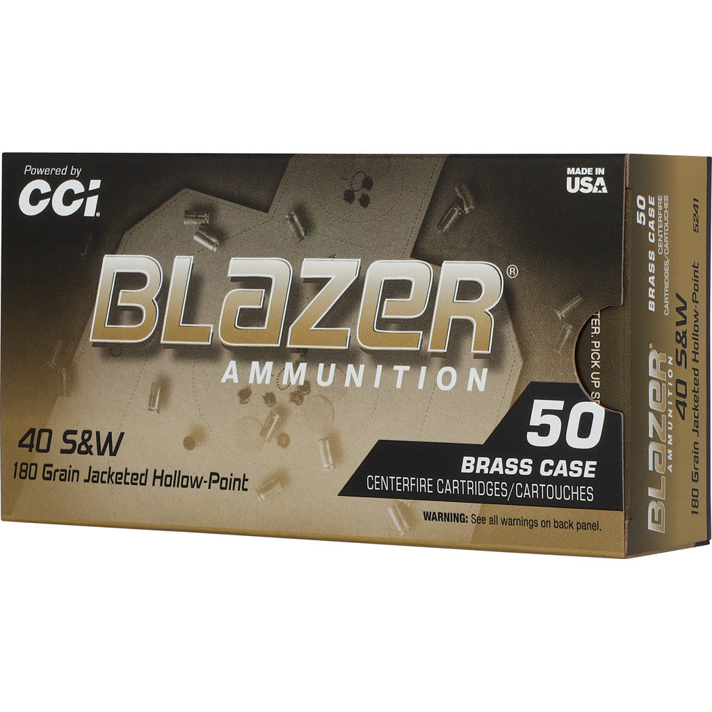 CCI Blazer Brass HP Pistol Ammo 40 S&amp;W 180 Grain Jacketed Hollow Point - 50 Rounds