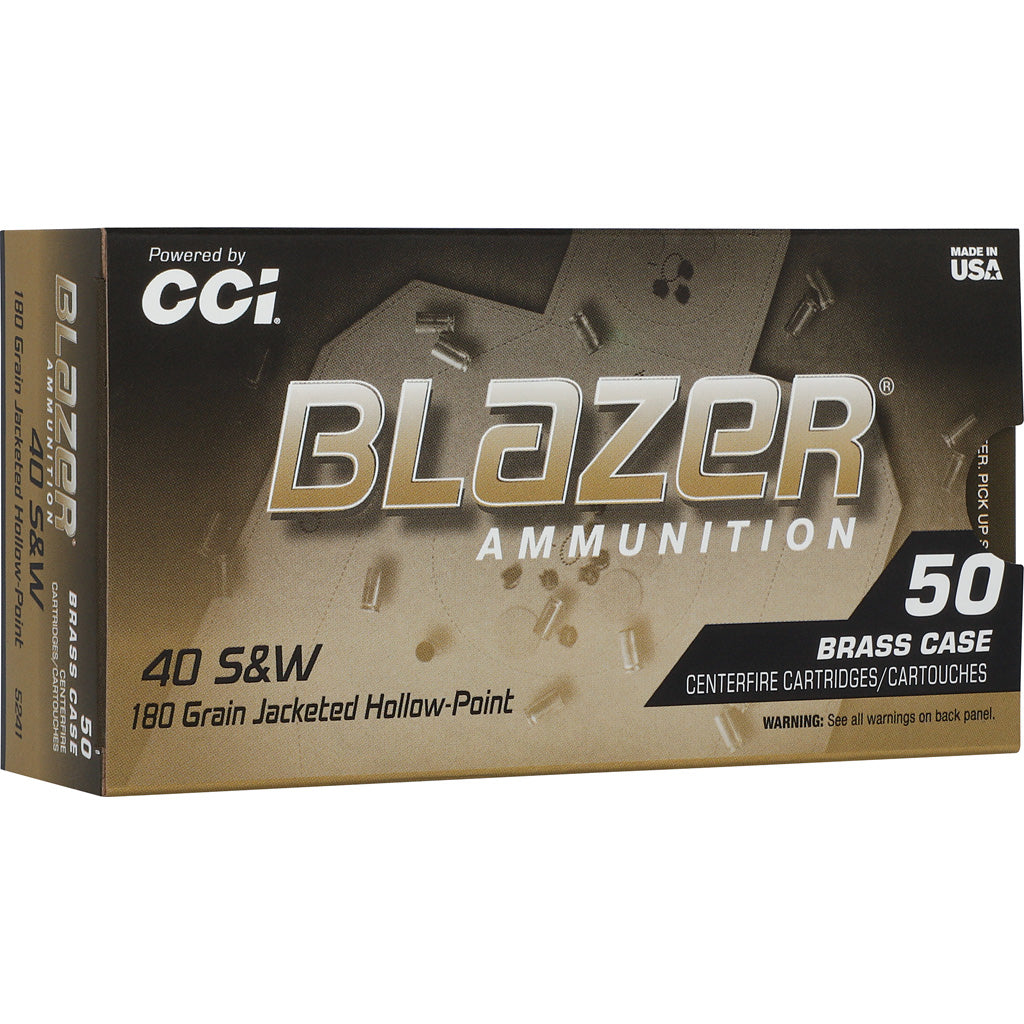 CCI Blazer Brass HP Pistol Ammo 40 S&amp;W 180 Grain Jacketed Hollow Point - 50 Rounds