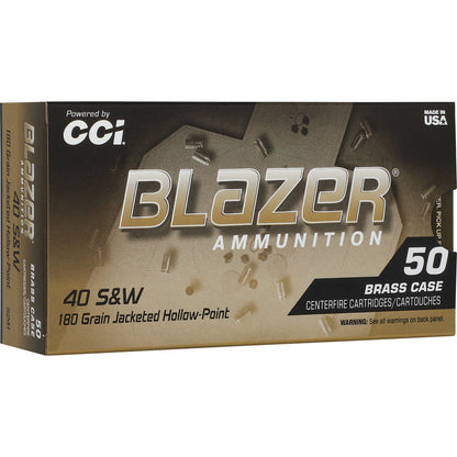 CCI Blazer Brass HP Pistol Ammo 40 S&amp;W 180 Grain Jacketed Hollow Point - 50 Rounds