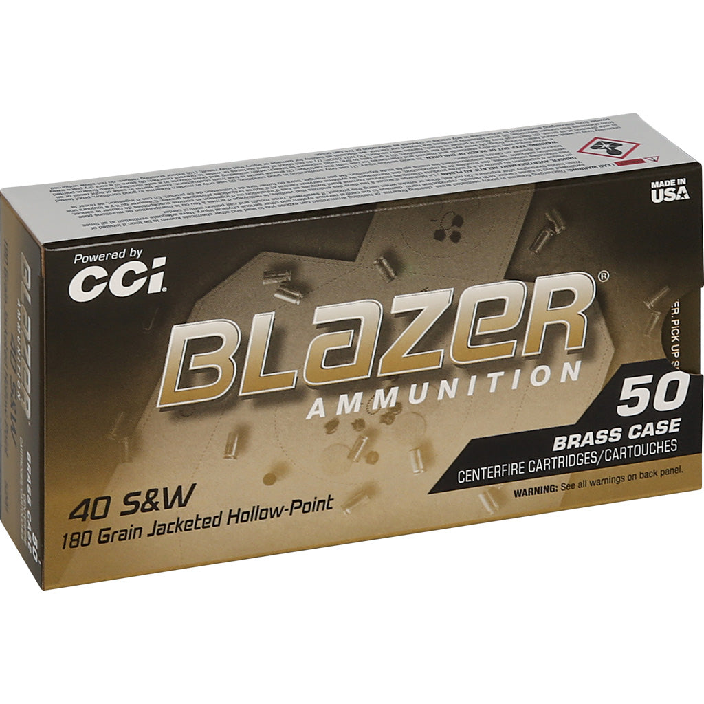 CCI Blazer Brass HP Pistol Ammo 40 S&amp;W 180 Grain Jacketed Hollow Point - 50 Rounds